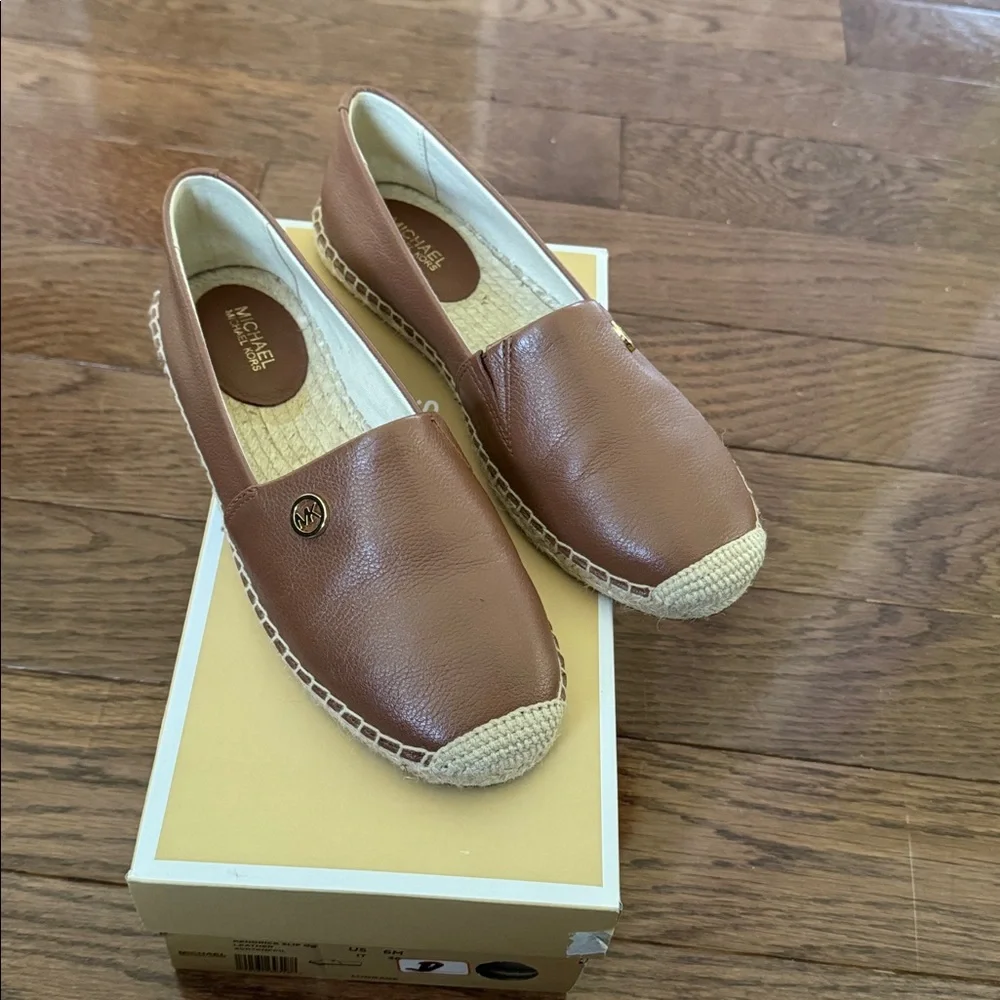 Micheal Kors Kendrick slip on leather espadrilles - brown 6